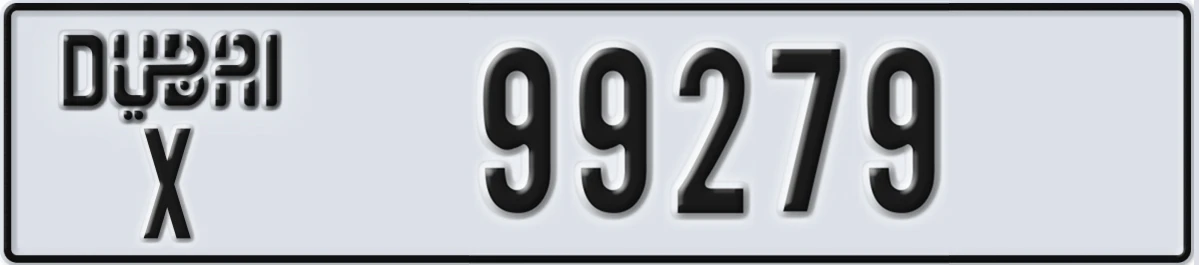 UAE License Plate Dubai X 99279