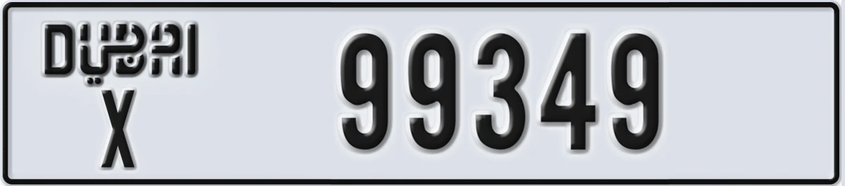 UAE License Plate Dubai X 99349
