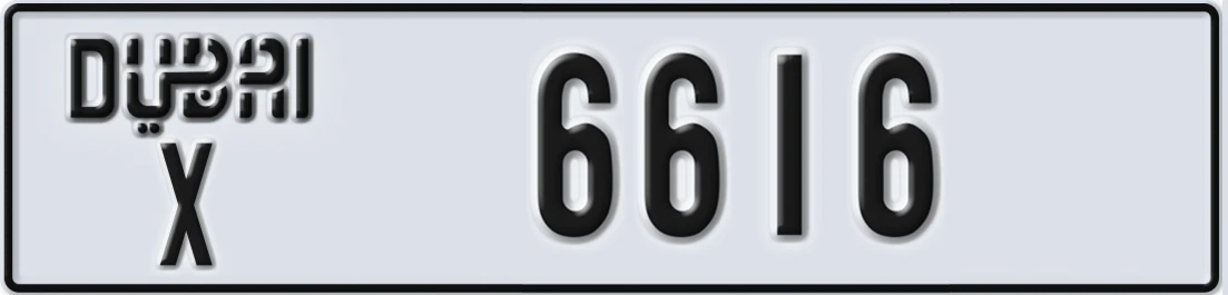 UAE License Plate Dubai X X6616