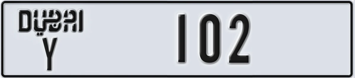 UAE License Plate Dubai Y 102