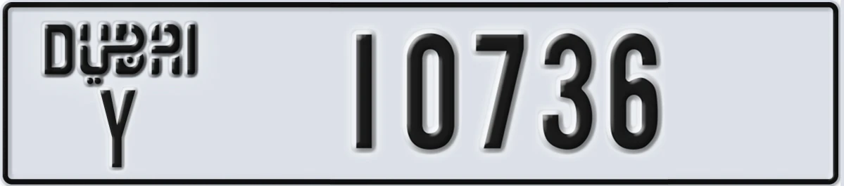 UAE License Plate Dubai Y 10736