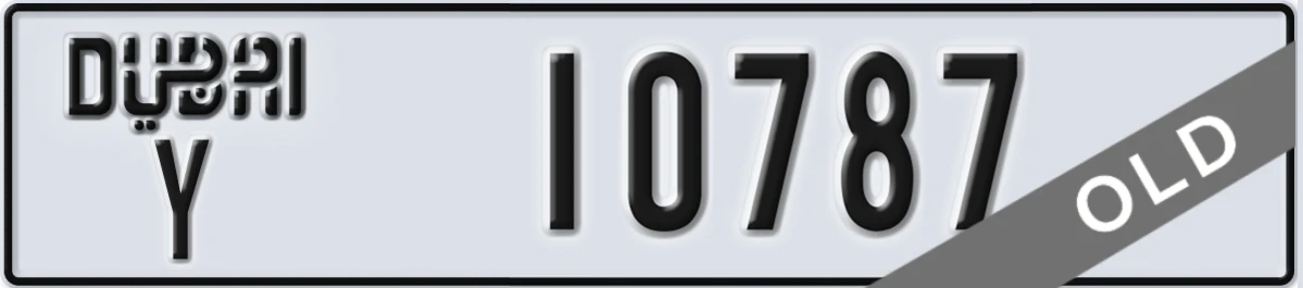 UAE License Plate Dubai Y 10787