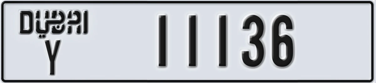UAE License Plate Dubai Y 11136