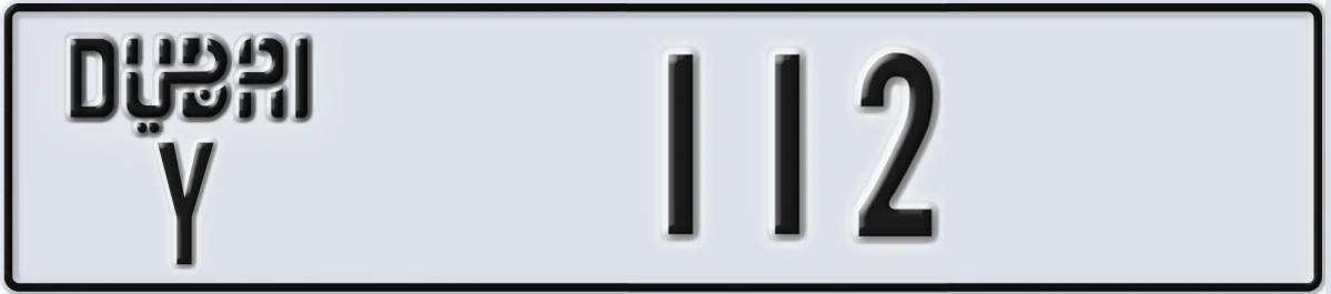 UAE License Plate Dubai Y 112