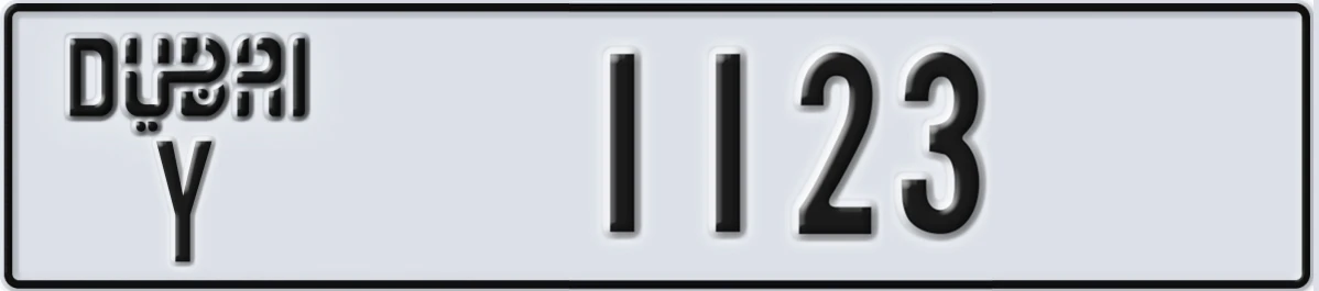 UAE License Plate Dubai Y 1123