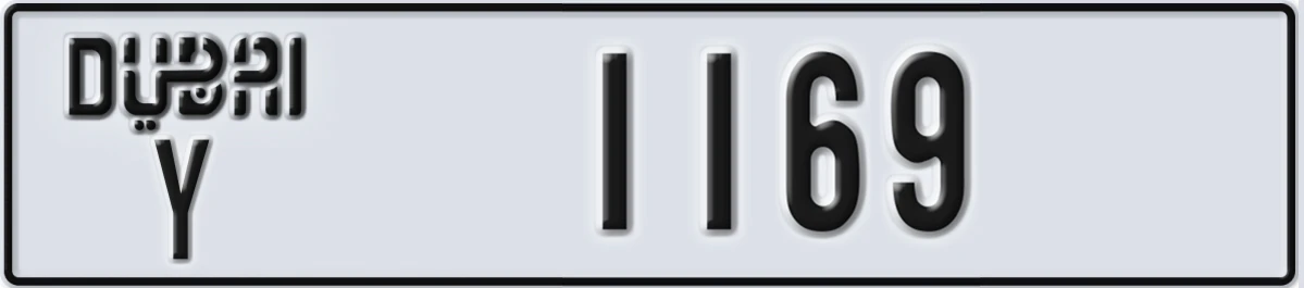 UAE License Plate Dubai Y 1169