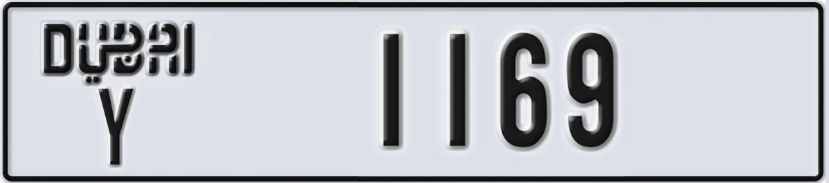 UAE License Plate Dubai Y 1169