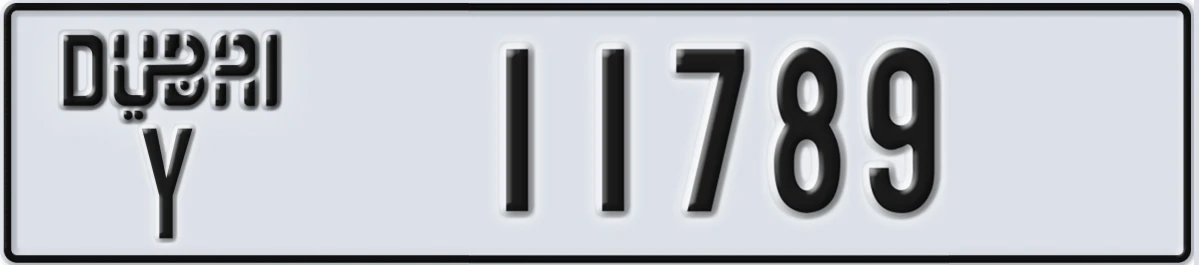 UAE License Plate Dubai Y 11789