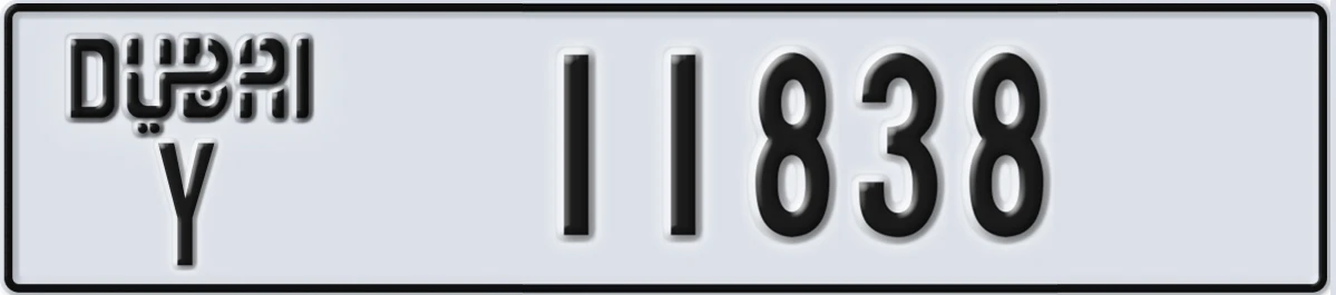 UAE License Plate Dubai Y 11838
