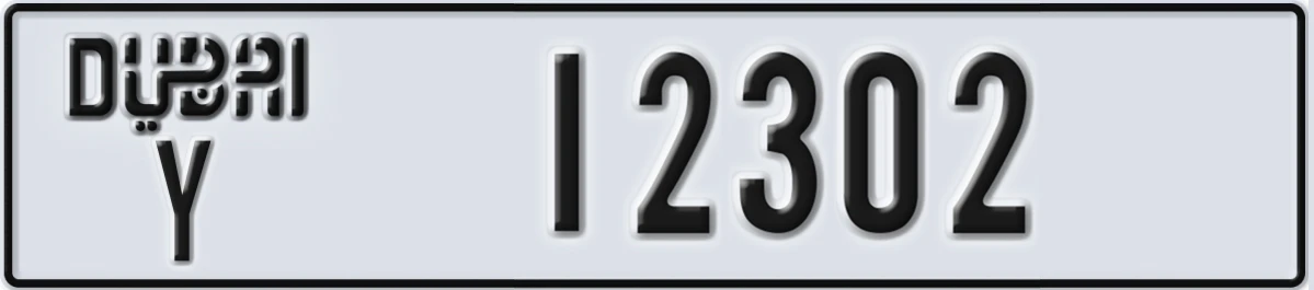 UAE License Plate Dubai Y 12302