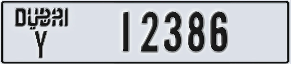 UAE License Plate Dubai Y 12386