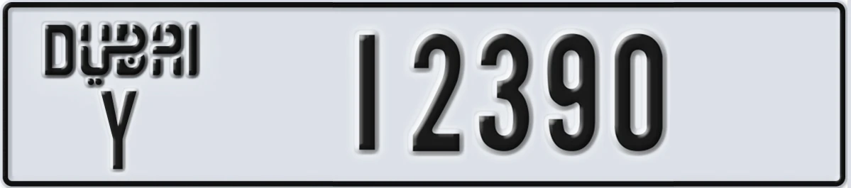 UAE License Plate Dubai Y 12390