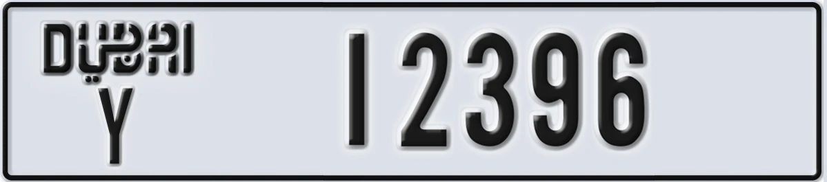 UAE License Plate Dubai Y 12396