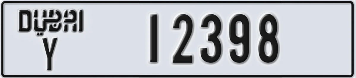 UAE License Plate Dubai Y 12398
