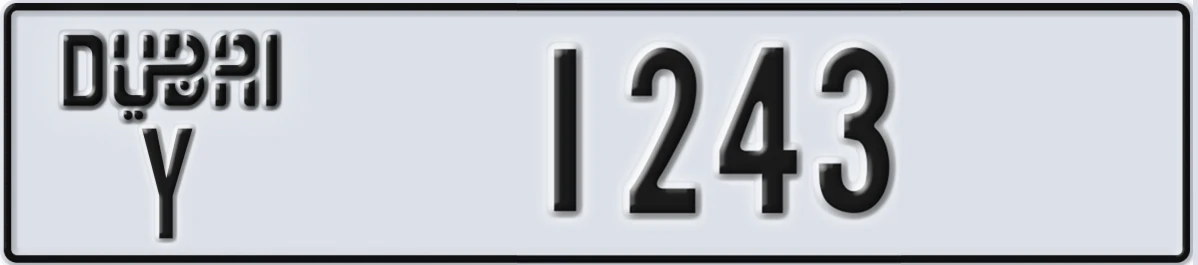 UAE License Plate Dubai Y 1243