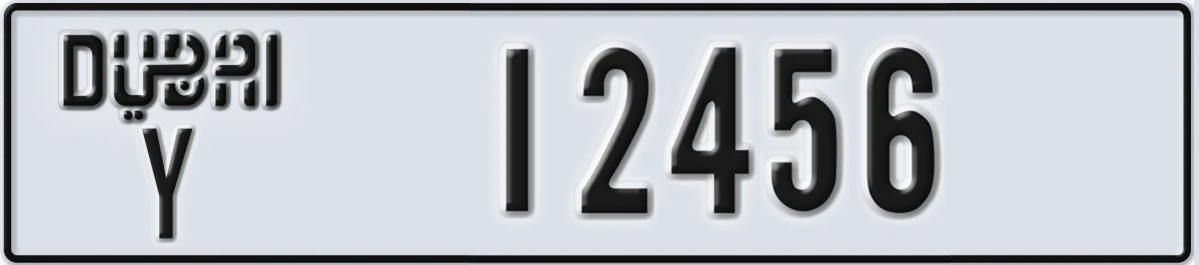 UAE License Plate Dubai Y 12456