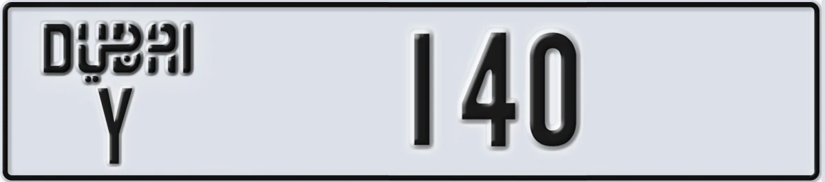 UAE License Plate Dubai Y 140