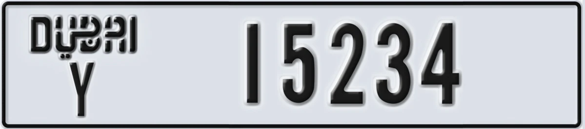 UAE License Plate Dubai Y 15234