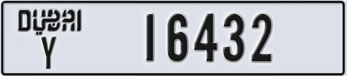 UAE License Plate Dubai Y 16432
