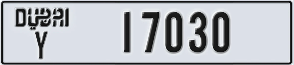 UAE License Plate Dubai Y 17030