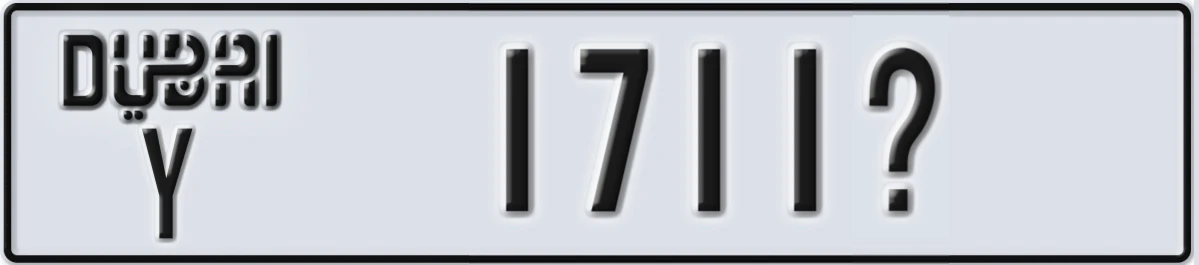 UAE License Plate Dubai Y 1711X