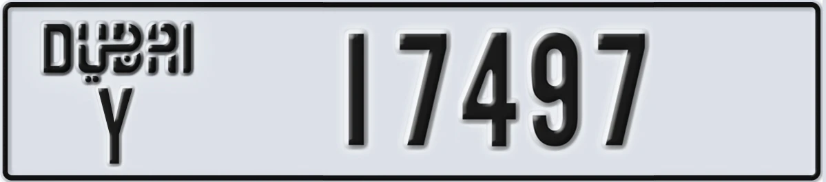 UAE License Plate Dubai Y 17497