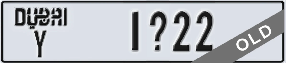 UAE License Plate Dubai Y 1@22