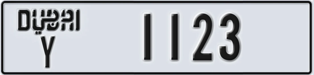 UAE License Plate Dubai Y 1X123