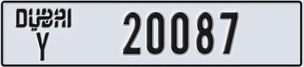 UAE License Plate Dubai Y 20087