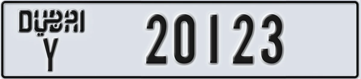 UAE License Plate Dubai Y 20123