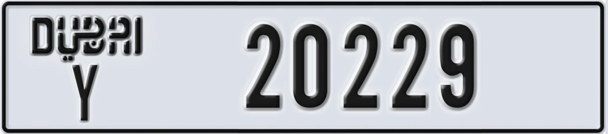UAE License Plate Dubai Y 20229