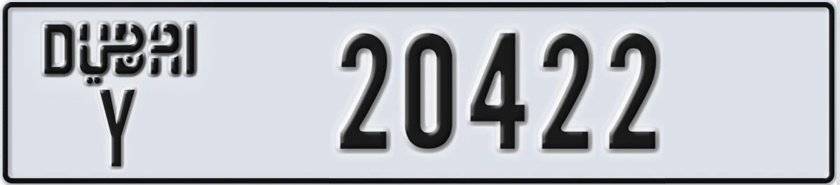 UAE License Plate Dubai Y 20422
