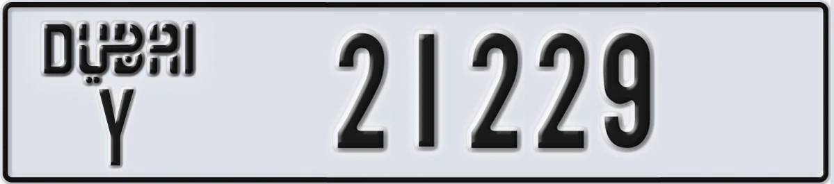 UAE License Plate Dubai Y 21229