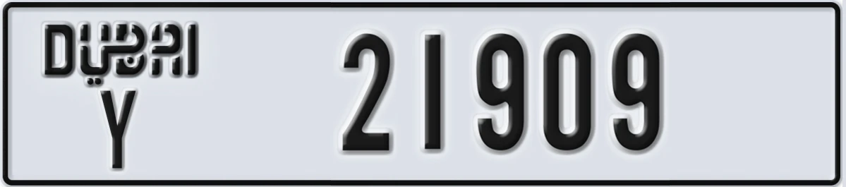 UAE License Plate Dubai Y 21909
