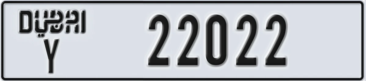 UAE License Plate Dubai Y 22022