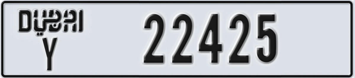 UAE License Plate Dubai Y 22425