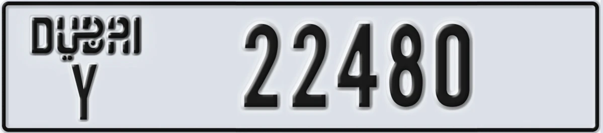UAE License Plate Dubai Y 22480