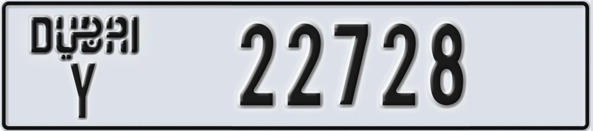 UAE License Plate Dubai Y 22728