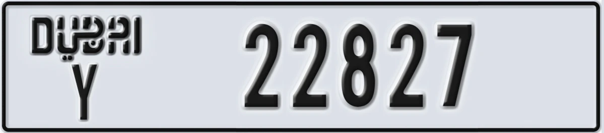 UAE License Plate Dubai Y 22827
