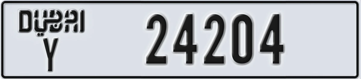 UAE License Plate Dubai Y 24204