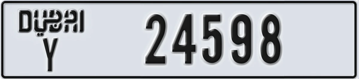 UAE License Plate Dubai Y 24598