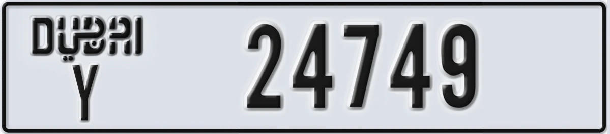 UAE License Plate Dubai Y 24749