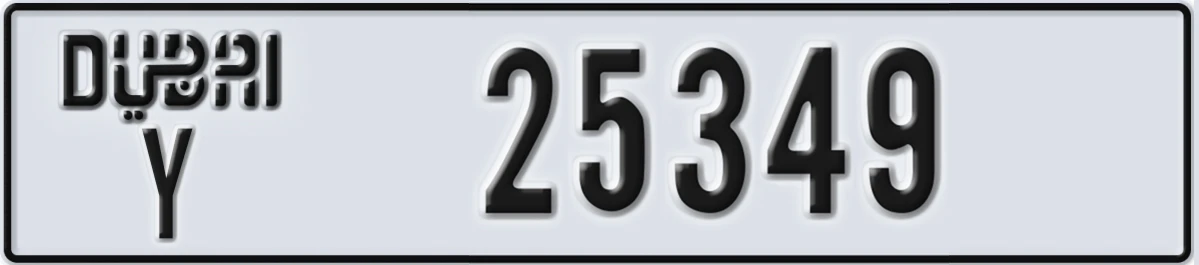UAE License Plate Dubai Y 25349