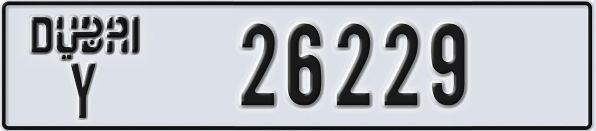 UAE License Plate Dubai Y 26229