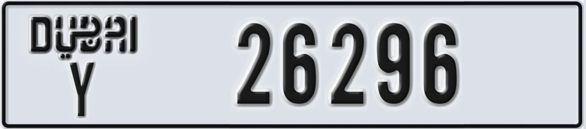 UAE License Plate Dubai Y 26296