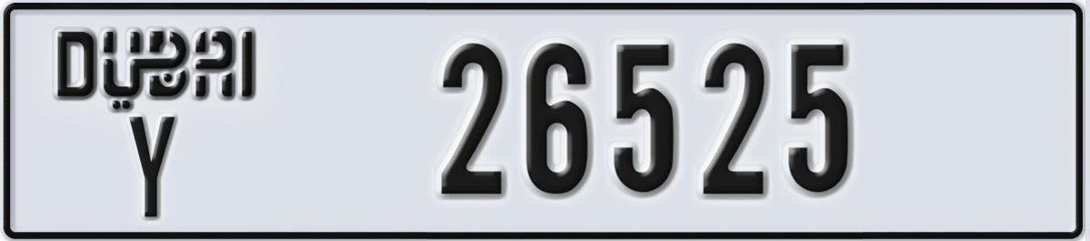 UAE License Plate Dubai Y 26525
