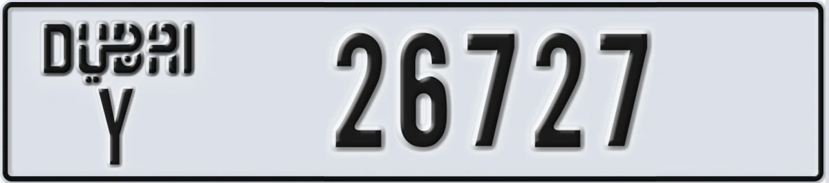 UAE License Plate Dubai Y 26727