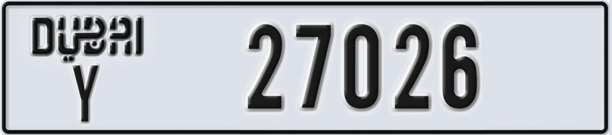 UAE License Plate Dubai Y 27026