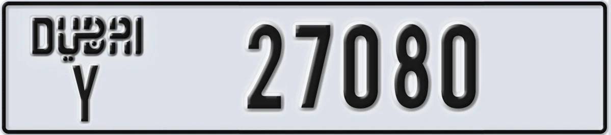 UAE License Plate Dubai Y 27080