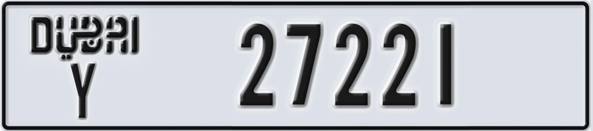 UAE License Plate Dubai Y 27221